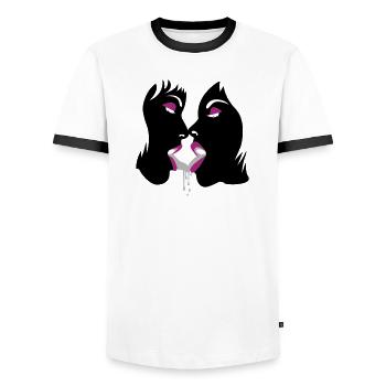 fluffy girls - Männer Kontrast-T-Shirt - Weiß/Schwarz - Vorne - AI Model Female 172 light (172cm) & AI Model Male 178 dark (178cm)