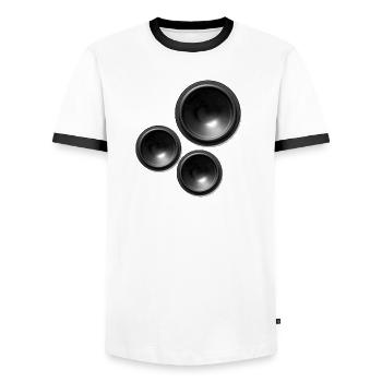 speaker speakers - Men's Ringer Shirt - white/black - Front - AI Model Female 172 light (172cm) & AI Model Male 178 dark (178cm)