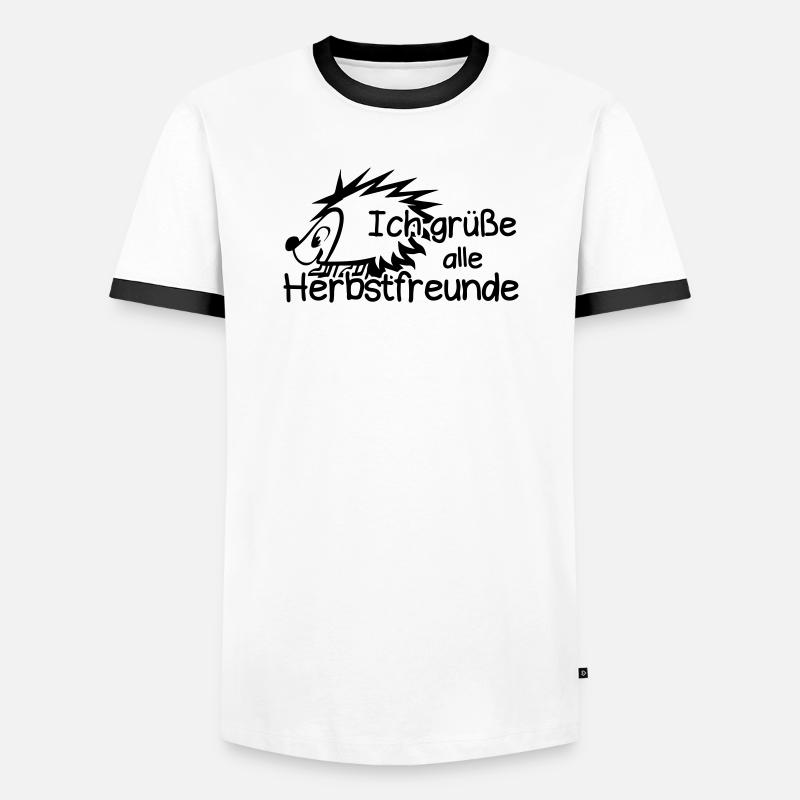 Herbstfreunde Herbst Igel Spruch Geschenk lustig - Männer Kontrast-T-Shirt - Weiß/Schwarz
