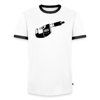 buegelmessschraube - Men's Ringer Shirt - white/black - Front - AI Model Female 172 light (172cm) & AI Model Male 178 dark (178cm)