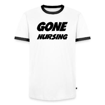 Nurse PKrankenschwester Infirmier Infirmière - Men's Ringer Shirt - white/black - Front - AI Model Female 172 light (172cm) & AI Model Male 178 dark (178cm)