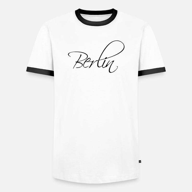 Berlin calligraphy lettering - Men's Ringer Shirt - white/black