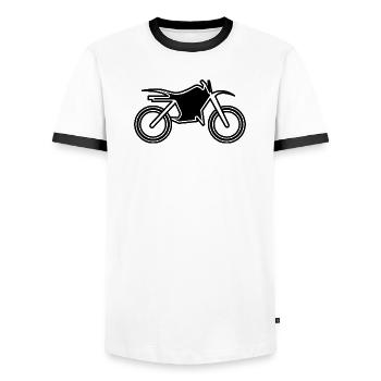 motocross kids symbol emblem logo illustration - Men's Ringer Shirt - white/black - Front - AI Model Female 172 light (172cm) & AI Model Male 178 dark (178cm)
