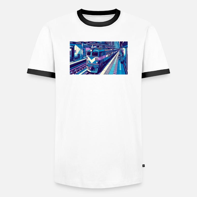 Zug 2 4 - Männer Kontrast-T-Shirt - Weiß/Schwarz