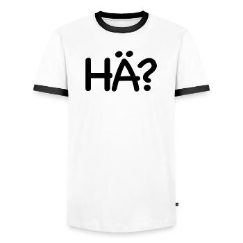 Excuse me, huh - Men's Ringer Shirt - white/black - Front - AI Model Female 172 light (172cm) & AI Model Male 178 dark (178cm)