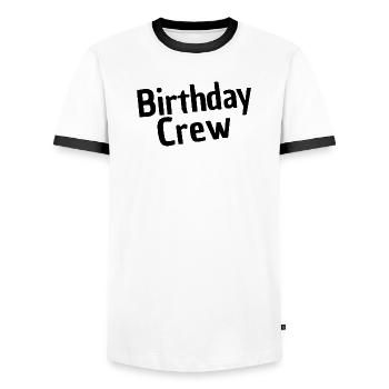 Birthday Crew - Men's Ringer Shirt - white/black - Front - AI Model Female 172 light (172cm) & AI Model Male 178 dark (178cm)