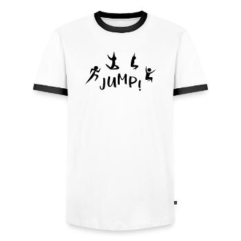 Saut en longueur - T-shirt contrasté Homme - blanc/noir - Devant - AI Model Female 172 light (172cm) & AI Model Male 178 dark (178cm)