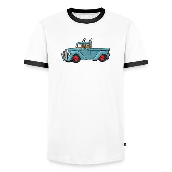 Pick Up - Men's Ringer Shirt - white/black - Front - AI Model Female 172 light (172cm) & AI Model Male 178 dark (178cm)