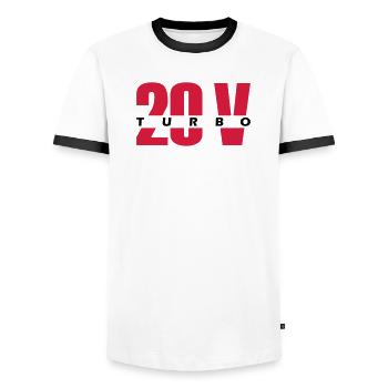 20V turbo - T-shirt contrasté Homme - blanc/noir - Devant - AI Model Female 172 light (172cm) & AI Model Male 178 dark (178cm)
