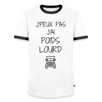 Trucker LKW Fahrer Routier Truck Camion Transport - Men's Ringer Shirt - white/black - Front - AI Model Female 172 light (172cm) & AI Model Male 178 dark (178cm)