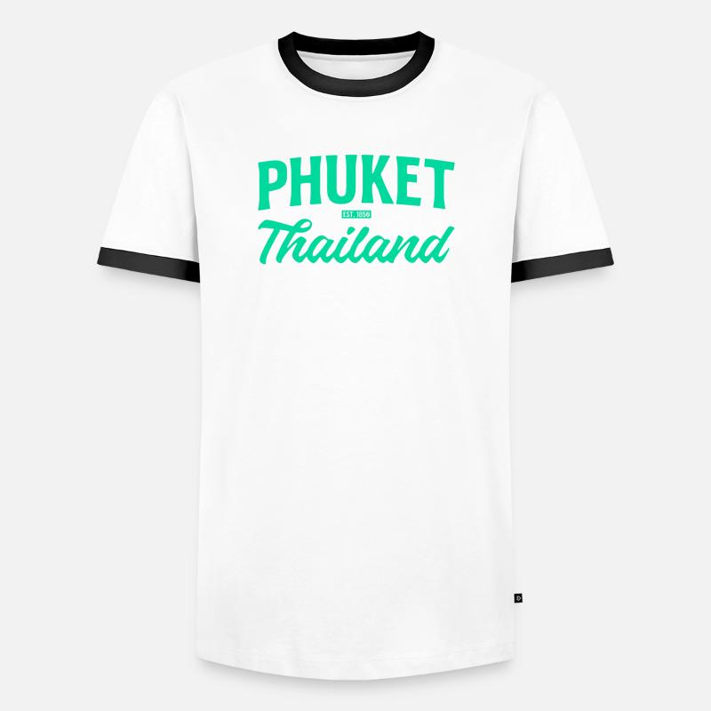 Phuket Thailand Teal Script - Männer Kontrast-T-Shirt - Weiß/Schwarz