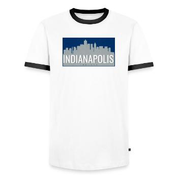 Indianapolis Skyline Night - Men's Ringer Shirt - white/black - Front - AI Model Female 172 light (172cm) & AI Model Male 178 dark (178cm)