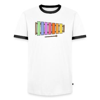 Xylophone, colorful graphic - Men's Ringer Shirt - white/black - Front - AI Model Female 172 light (172cm) & AI Model Male 178 dark (178cm)