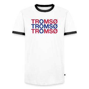 TROMSO Norway Norwegen Norge Norwegische Flagge - Männer Kontrast-T-Shirt - Weiß/Schwarz - Vorne - AI Model Female 172 light (172cm) & AI Model Male 178 dark (178cm)