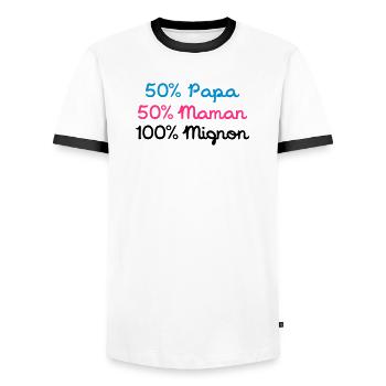 Papa 50% 50% 100% Nette Mom - Männer Kontrast-T-Shirt - Weiß/Schwarz - Vorne - AI Model Female 172 light (172cm) & AI Model Male 178 dark (178cm)