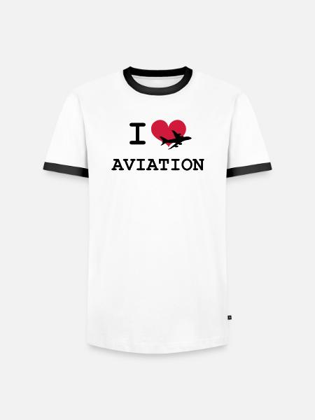 I Love Aviation - T-shirt contrasté Homme - blanc/noir