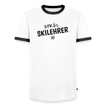Après-Skilehrer – Witziger Ski Spruch - Männer Kontrast-T-Shirt - Weiß/Schwarz - Vorne - AI Model Female 172 light (172cm) & AI Model Male 178 dark (178cm)