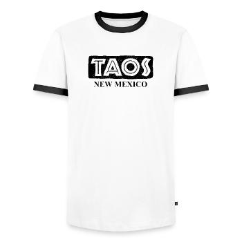 Taos - New Mexico - United States of America - Männer Kontrast-T-Shirt - Weiß/Schwarz - Vorne - AI Model Female 172 light (172cm) & AI Model Male 178 dark (178cm)