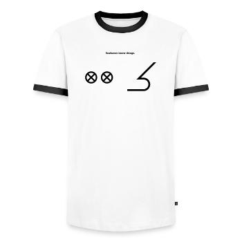 Bow Bow - Nautical Sailing Ships Captain - Men's Ringer Shirt - white/black - Front - AI Model Female 172 light (172cm) & AI Model Male 178 dark (178cm)
