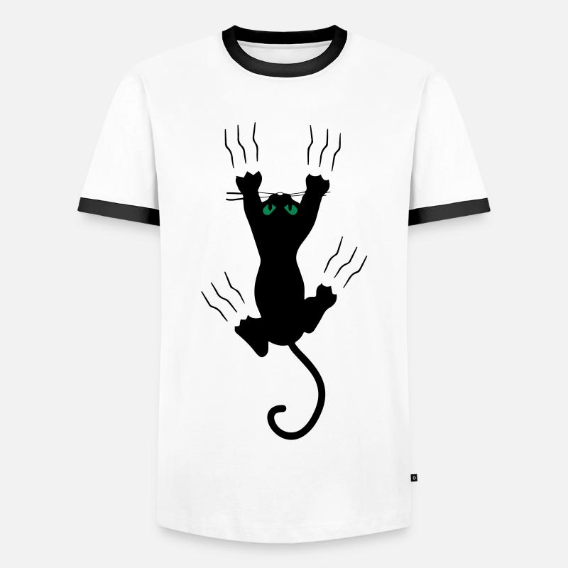Katze - Männer Kontrast-T-Shirt - Weiß/Schwarz