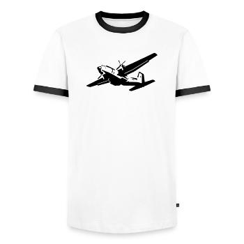 c160 - Men's Ringer Shirt - white/black - Front - AI Model Female 172 light (172cm) & AI Model Male 178 dark (178cm)