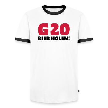 Bier holen Humor - Männer Kontrast-T-Shirt - Weiß/Schwarz - Vorne - AI Model Female 172 light (172cm) & AI Model Male 178 dark (178cm)