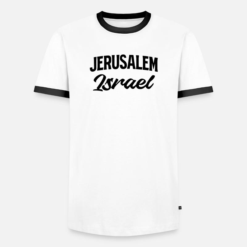 Israel Script Glitter - Men's Ringer Shirt - white/black