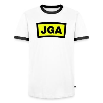 Enterrement de vie de garçon - Emblème - T-shirt contrasté Homme - blanc/noir - Devant - AI Model Female 172 light (172cm) & AI Model Male 178 dark (178cm)