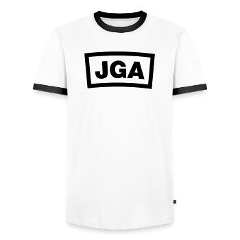 Bachelor Party Crew - Emblem - Men's Ringer Shirt - white/black - Front - AI Model Female 172 light (172cm) & AI Model Male 178 dark (178cm)