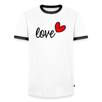 ICH LIEBE DICH. LIEBE. PAAR. GERADE VERHEIRATET. Junggesellinnenabschied - Männer Kontrast-T-Shirt - Weiß/Schwarz - Vorne - AI Model Female 172 light (172cm) & AI Model Male 178 dark (178cm)