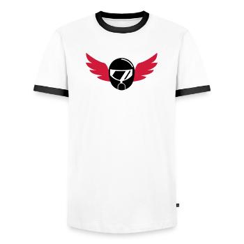 Go-Kart / Karting / Kart / Fahrer - Männer Kontrast-T-Shirt - Weiß/Schwarz - Vorne - AI Model Female 172 light (172cm) & AI Model Male 178 dark (178cm)