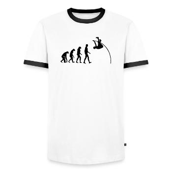Saut à la Perche Sauteur Sport Sportif Athlète - T-shirt contrasté Homme - blanc/noir - Devant - AI Model Female 172 light (172cm) & AI Model Male 178 dark (178cm)