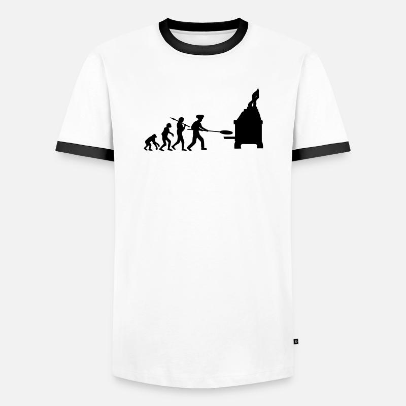 Evolution Pizza Bäcker - Männer Kontrast-T-Shirt - Weiß/Schwarz