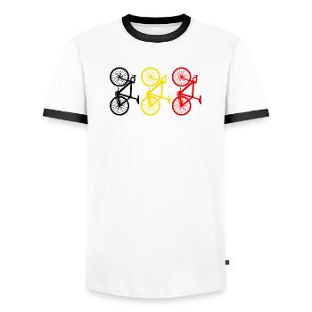 Fahrrad Radsport Belgien - Männer Kontrast-T-Shirt - Weiß/Schwarz - Vorne - AI Model Female 172 light (172cm) & AI Model Male 178 dark (178cm)