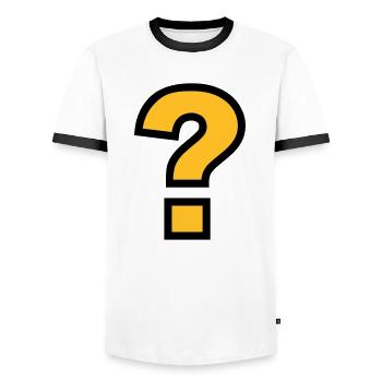 Question mark - Men's Ringer Shirt - white/black - Front - AI Model Female 172 light (172cm) & AI Model Male 178 dark (178cm)
