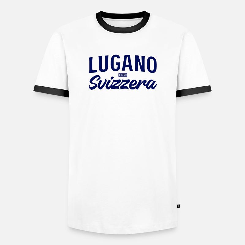 Lugano Svizzera Script Design - Männer Kontrast-T-Shirt - Weiß/Schwarz