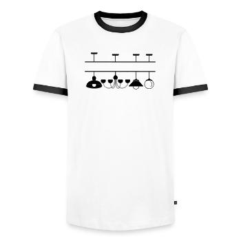Lampenaussparung für eigenen Text - Männer Kontrast-T-Shirt - Weiß/Schwarz - Vorne - AI Model Female 172 light (172cm) & AI Model Male 178 dark (178cm)