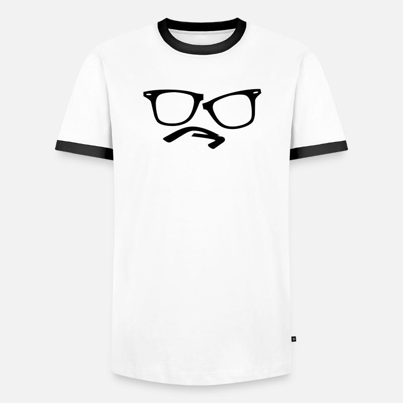 brille nerdbrille hipster - Männer Kontrast-T-Shirt - Weiß/Schwarz