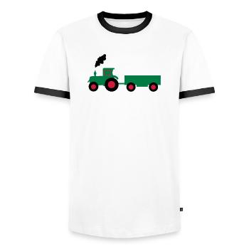 tracteur anhaenger - T-shirt contrasté Homme - blanc/noir - Devant - AI Model Female 172 light (172cm) & AI Model Male 178 dark (178cm)
