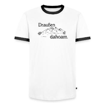 Draußen dahoam, Natur, Berge, Outdoor - Männer Kontrast-T-Shirt - Weiß/Schwarz - Vorne - AI Model Female 172 light (172cm) & AI Model Male 178 dark (178cm)