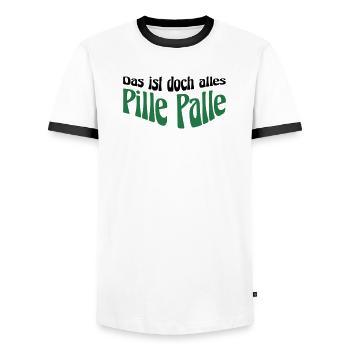 Pille Palle - Männer Kontrast-T-Shirt - Weiß/Schwarz - Vorne - AI Model Female 172 light (172cm) & AI Model Male 178 dark (178cm)