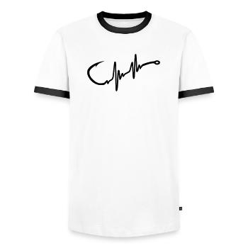 Fishing Hook Heartbeat - Men's Ringer Shirt - white/black - Front - AI Model Female 172 light (172cm) & AI Model Male 178 dark (178cm)