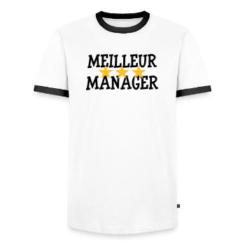 Meilleur Manager - T-shirt contrasté Homme - blanc/noir - Devant - AI Model Female 172 light (172cm) & AI Model Male 178 dark (178cm)