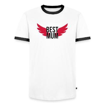 Best Mum - Men's Ringer Shirt - white/black - Front - AI Model Female 172 light (172cm) & AI Model Male 178 dark (178cm)