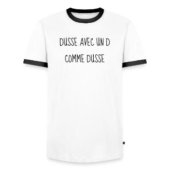 Cinéma / Citation / Série télé / Geek - T-shirt contrasté Homme - blanc/noir - Devant - AI Model Female 172 light (172cm) & AI Model Male 178 dark (178cm)