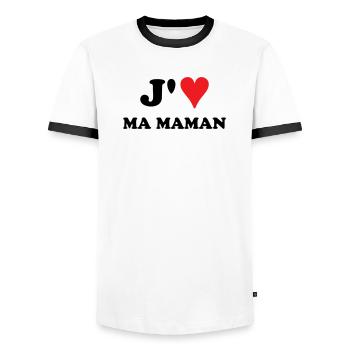 J'aime ma maman - T-shirt contrasté Homme - blanc/noir - Devant - AI Model Female 172 light (172cm) & AI Model Male 178 dark (178cm)