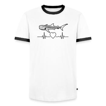 Walhai - Eleganz der Meere | Mind . Ocean . Nature - Männer Kontrast-T-Shirt - Weiß/Schwarz - Vorne - AI Model Female 172 light (172cm) & AI Model Male 178 dark (178cm)