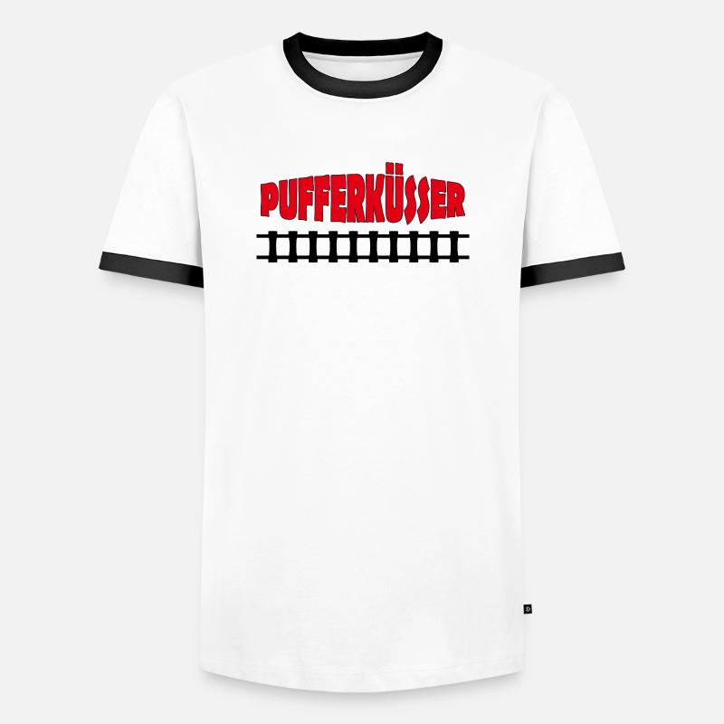 PUFFERKÜSSER - Men's Ringer Shirt - white/black