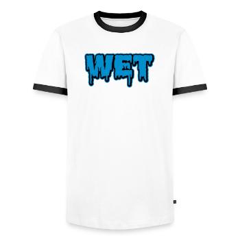Wet | feucht | nass | Slime - T-shirt contrasté Homme - blanc/noir - Devant - AI Model Female 172 light (172cm) & AI Model Male 178 dark (178cm)