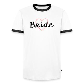 Bride heart bachelor party wedding - Men's Ringer Shirt - white/black - Front - AI Model Female 172 light (172cm) & AI Model Male 178 dark (178cm)